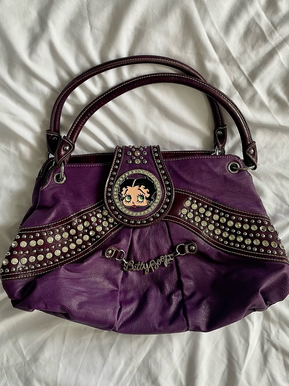 Betty Boop Deep Purple Studded Shoulder Bag